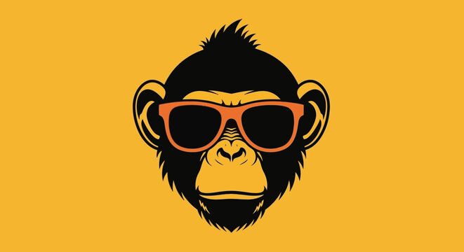 Cool Monkey Wearing Sunglasses Illustration.
