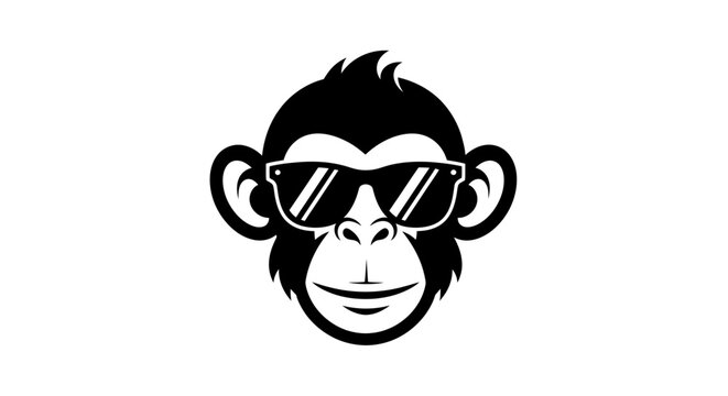 Cool Monkey Wearing Sunglasses Vector Illustration.