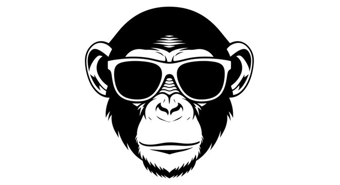 Cool Monkey Wearing Sunglasses Vector Illustration.