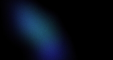 Obraz premium Abstract digital background featuring a diagonal gradient of vibrant blue and green light with a visible grainy texture against a deep black space, ideal for modern design elements.