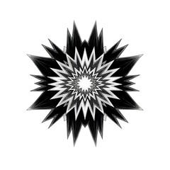 Obraz premium Abstract Starburst Fractal Design in Monochrome Black and White