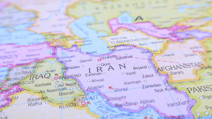 Naklejka premium Political Map of Iran and surrounding countries, Travel
