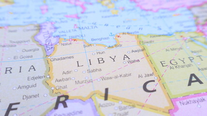 Naklejka premium Libya on a World Map, Travel Destinations, Africa