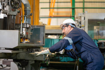 Manufacturing process demonstration industrial facility action shot workshop environment close-up view precision engineering © Surachai