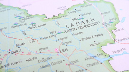 Naklejka premium Ladakh Map Detail, India, Asia Travel Destination