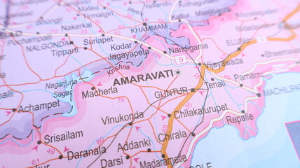 Naklejka premium Amaravati, India - Detailed City Map for Travel