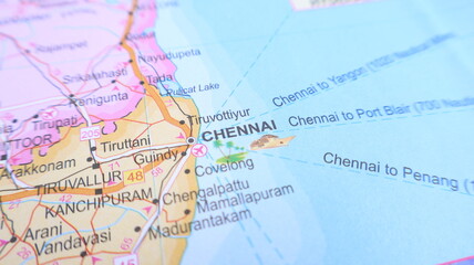 Naklejka premium Chennai, India on a Map - Travel Destination