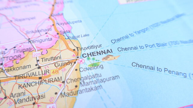 Chennai, India on a Map - Travel Destination