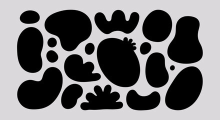 Fototapeta premium Collection of Organic Black Shapes Abstract Forms.