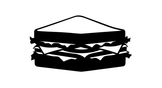 Simple Black and White Sandwich Icon Graphic.