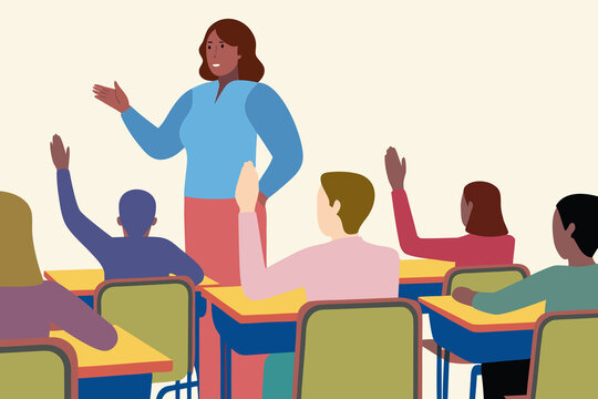 Work from home teacher leading virtual classroom lesson