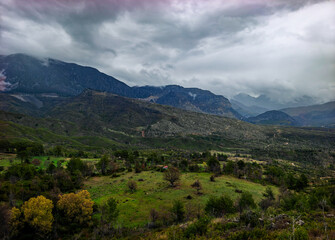 Naklejka premium Dramatic Mountain Landscape with Stormy Sky. Demirkapı, Antalya.