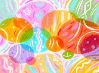 Abstract Easter eggs background in pastel watercolor style