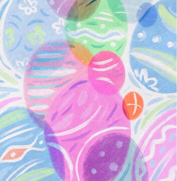 Abstract pastel Easter eggs watercolor background pattern