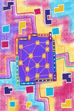 Abstract digital storage map with geometric network layout