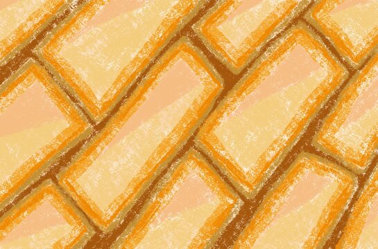 Vibrant orange geometric tile pattern background texture