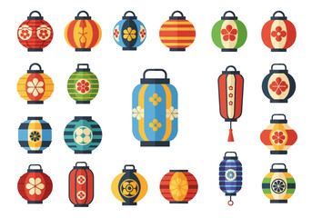 Fototapeta premium Collection of Colorful Traditional Chinese Lanterns for Festive Decorations.