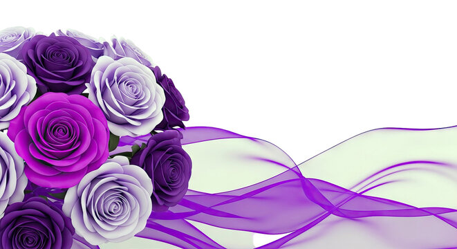 Purple Roses with Flowing Fabric