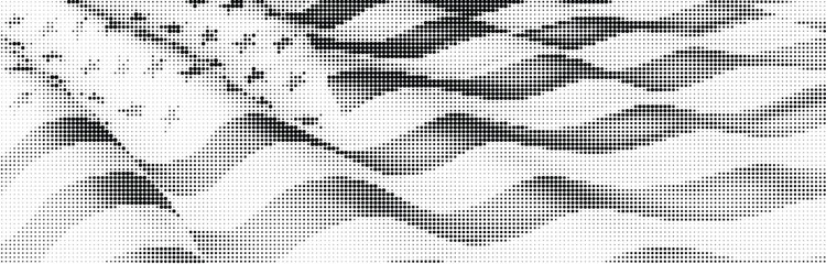 Dithered Waving American Flag Halftone Monochrome Texture © Silhouette Store