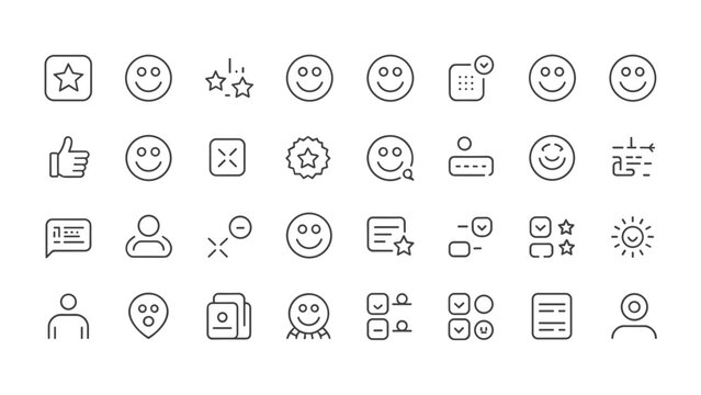 User Satisfaction Icon Set 30 Feedback Review Experience UI Symbols Vector