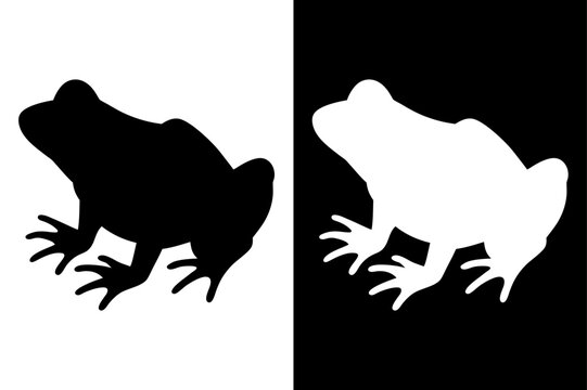 Simple Frog Silhouette Vector. Cute Hopping Frog Icon Illustration