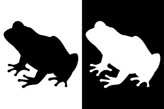 Frog Icon Vector Illustration. Funny Silhouette Black White Design