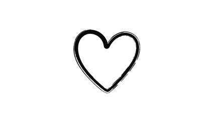Fototapeta premium Simple minimalist hand drawn heart outline symbol on a white background for love and romance design concepts.