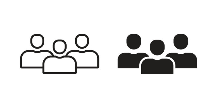 Users icon with editable stroke and solid design vectors