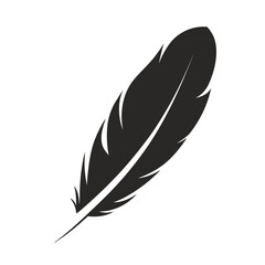 Elegant black feather illustration with a delicate flowing shape © PUNNABEGUM