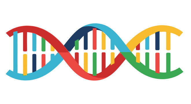 Colorful illustration of a double helix dna structure with vibrant bands