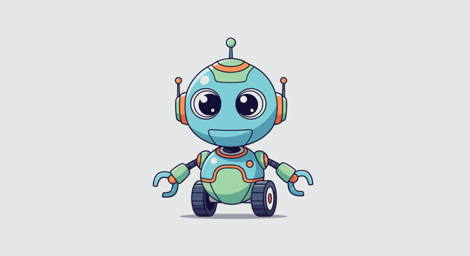 Cute Cartoon Robot Character Illustration 10.