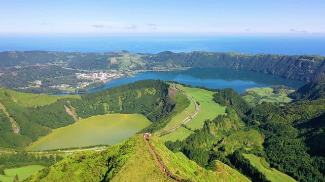 Sete Cidades, view from Boca Do Inferno Miradouro. Sao Miguel, Azores