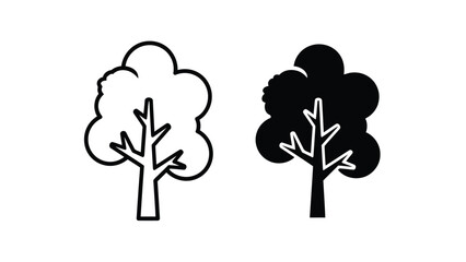 Obraz premium A simple illustration depicts two stylized trees one white and one black showcasing contrast