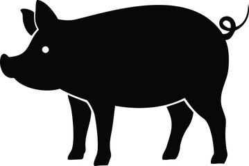 Fototapeta premium Simple black silhouette of a pig standing in profile view