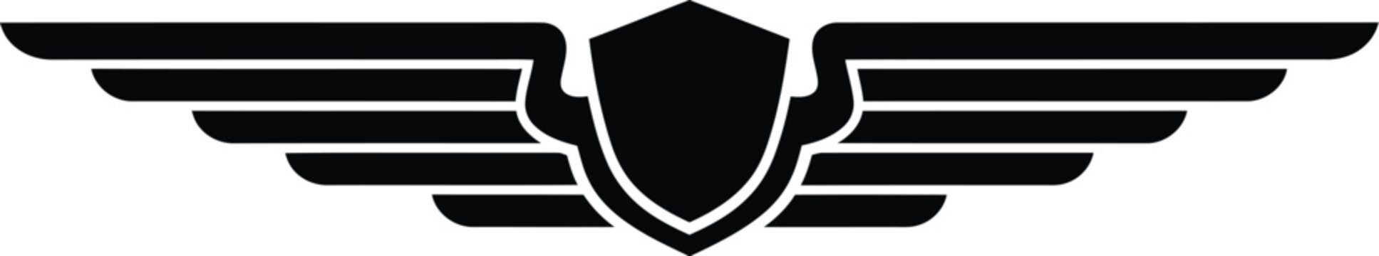 Shield with wings icon symbol logo graphic design element isolated on transparent background