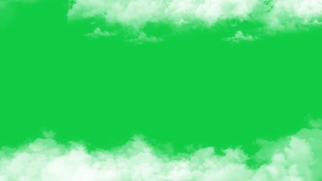 realistic clouds moving border frame isolated on green background animation,spring real nature weather puffy cloud summer and spring day overlay social media motion design element