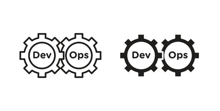 Dev ops icon in black color. Vector icons on white background