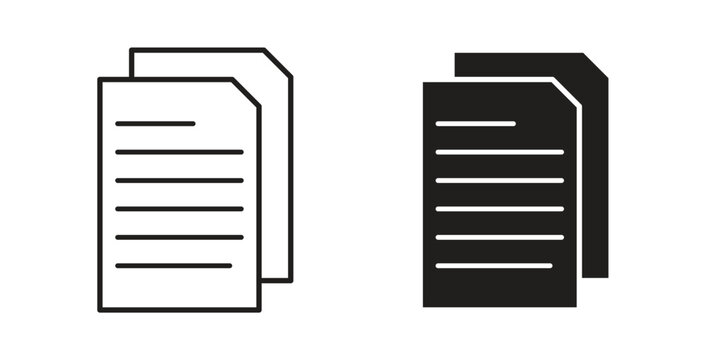 Document papers icon in black color. Vector icons on white background