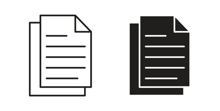 Documents icon in black color. Vector icons on white background