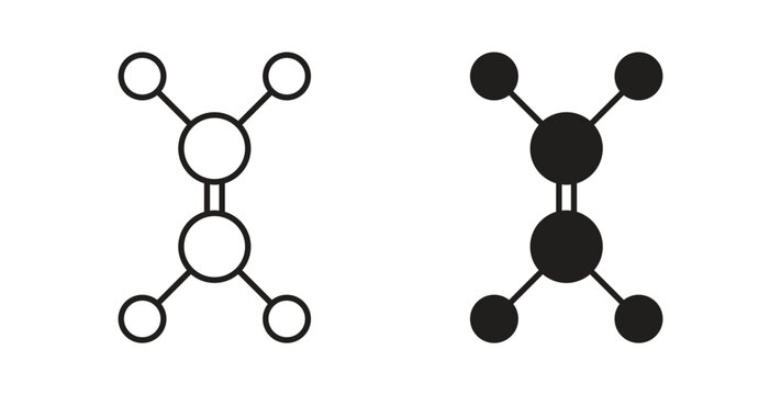 Ethylene molecule icon in black color. Vector icons on white background