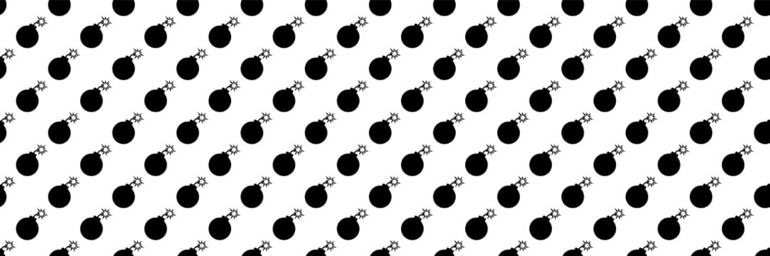 horizontal seamless black ignited bomb for pattern and background.