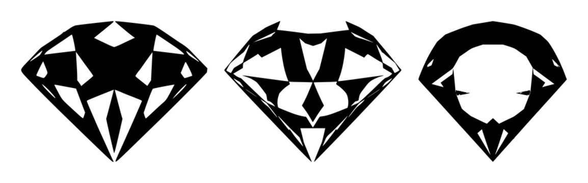 Diamond set with monocolor silhouette showcasing sharp geometric facets featuring lab-grown, sustainable, luxury icon with bold edges and stark contrast