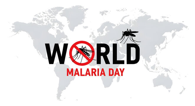 World malaria day awareness logo with mosquito and map