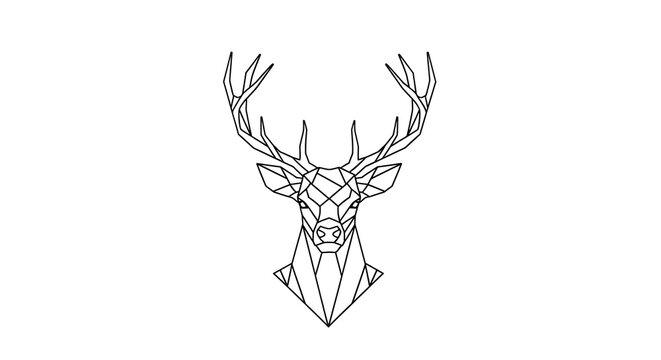 Geometric Deer Head Silhouette - Abstract Polygon Animal Art