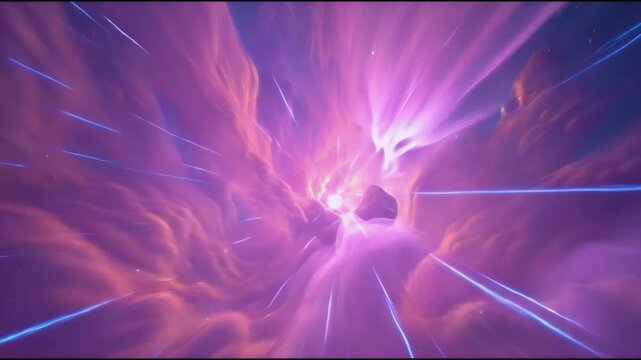 Vibrant cosmic explosion of pink and purple energy radiating outwards creating a dynamic abstract background perfect for futuristic technology space exploration or creative design projects