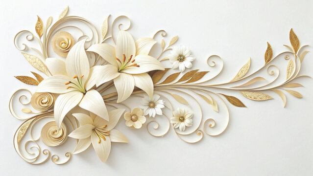 paper craft garden floral frame background