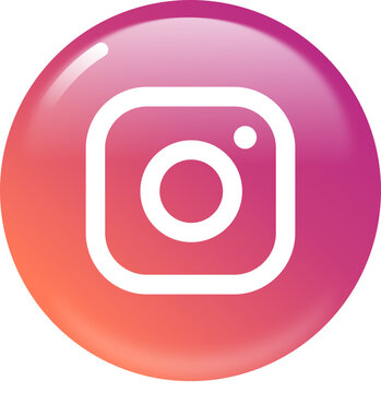 Instagram Round Sphere Icon with Liquid Gloss Effect &ndash; Vibrant Gradient Bubble UI Button