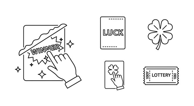 Lottery scratch card and fortune elements vector illustration