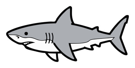 Fototapeta premium Great white shark side view vector icon on white. Generative AI