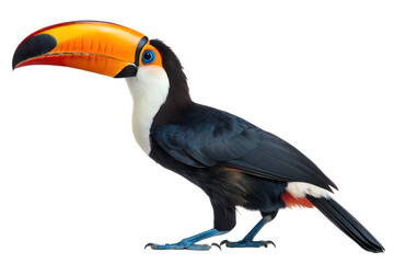 Fototapeta premium Tropical Toco Toucan Bird Standing Isolated on White Background